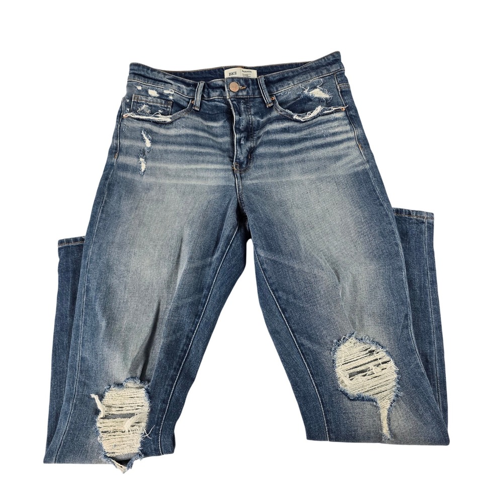 BKE Parker High Rise Ankle Skinny Jeans Distressed Blue Denim Size 28 13777